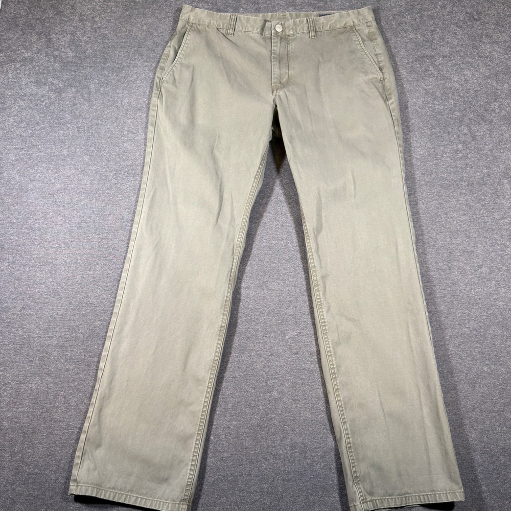 Bonobos Chino Pants Mens 35x32 Olive Green Straight Leg Cotton Casual Trousers